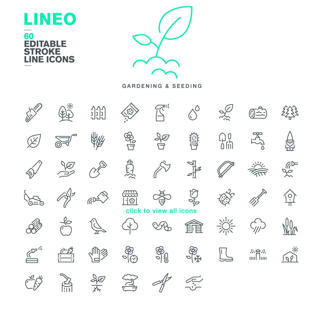 LINEO - 60 GARDENING ICONS preview image.