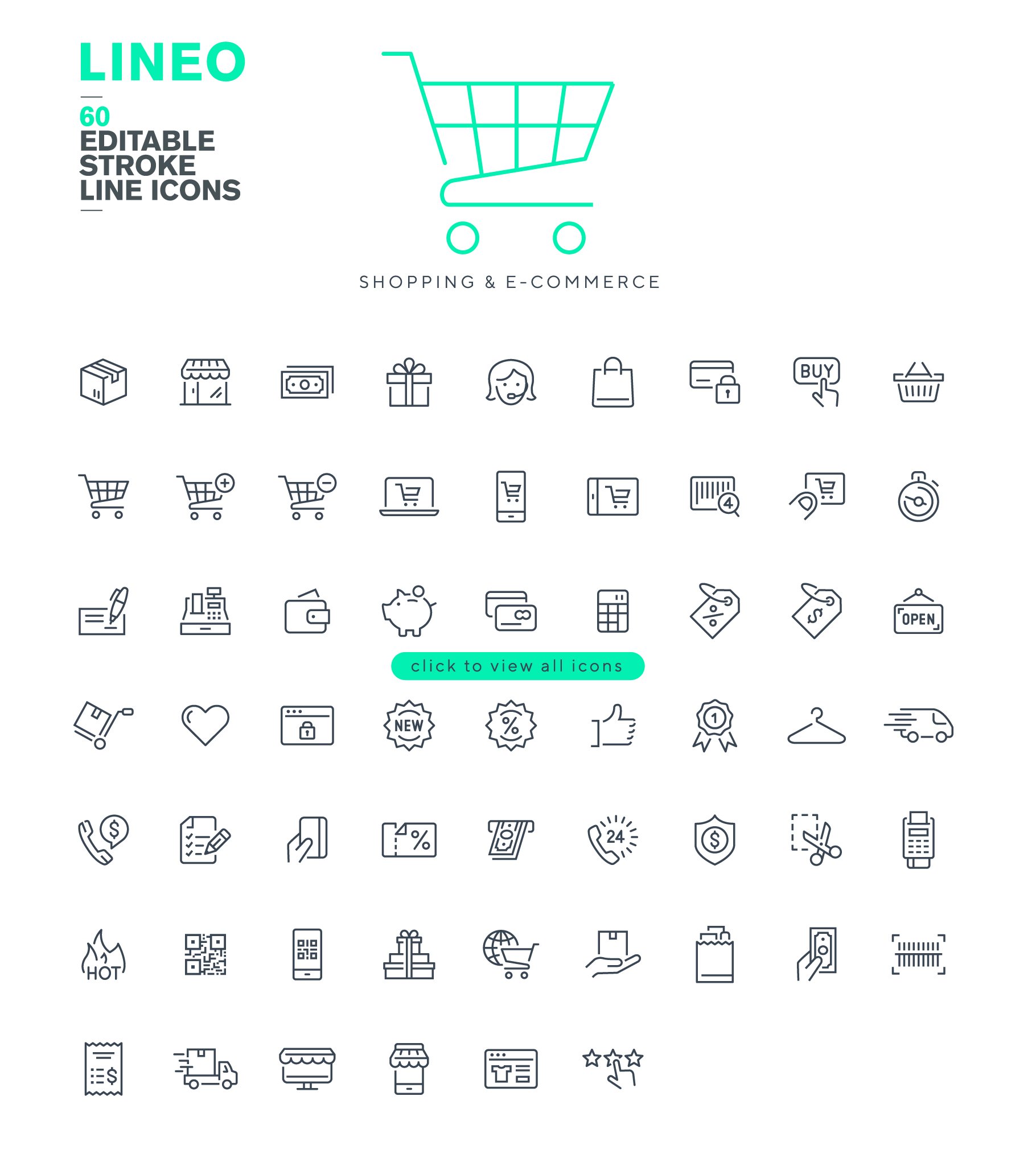 LINEO - 60 SHOPPING ICONS preview image.
