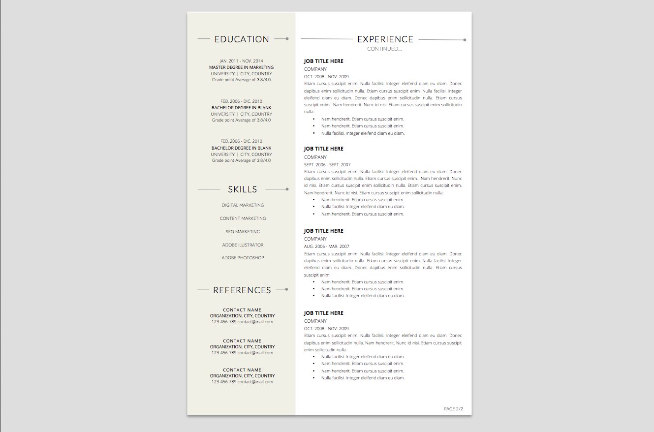 Resume Template + Cover Letter  WORD preview image.