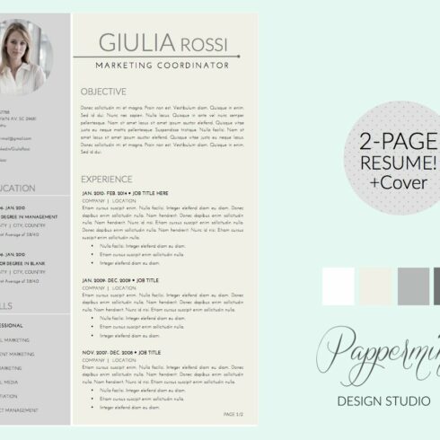 Giulia Rossi Resume Template + Cover cover image.