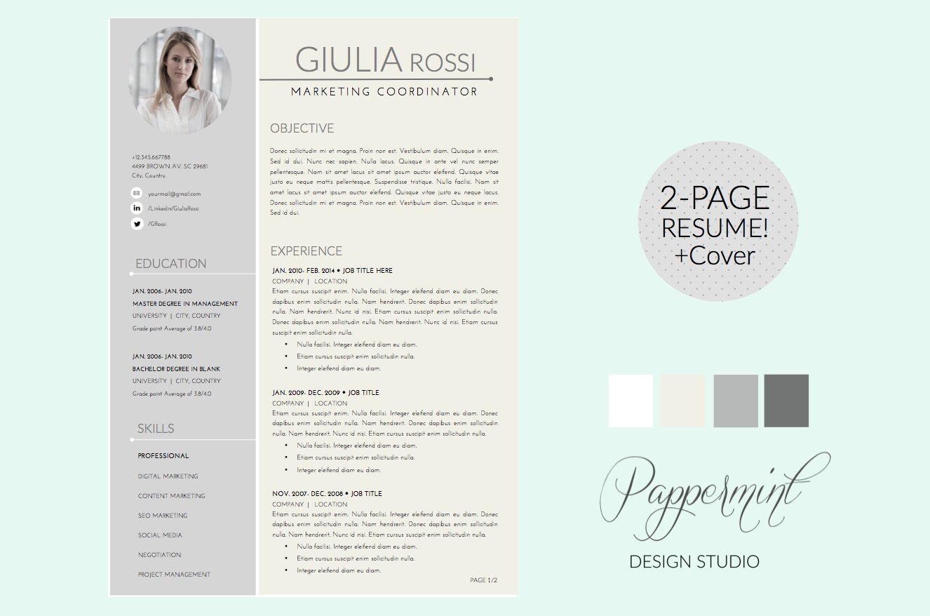 Giulia Rossi Resume Template + Cover cover image.
