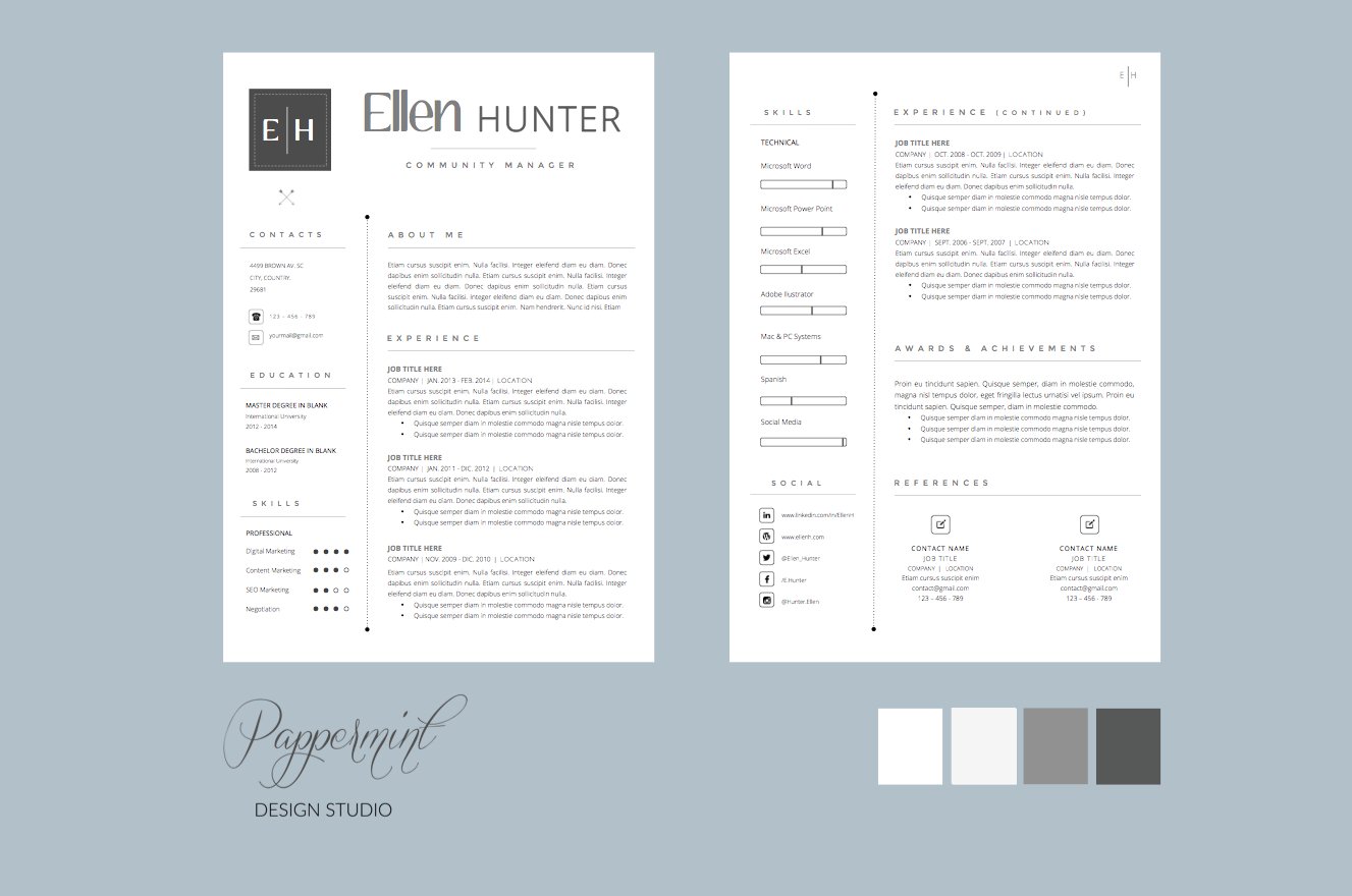 Resume Template + Cover Letter WORD preview image.