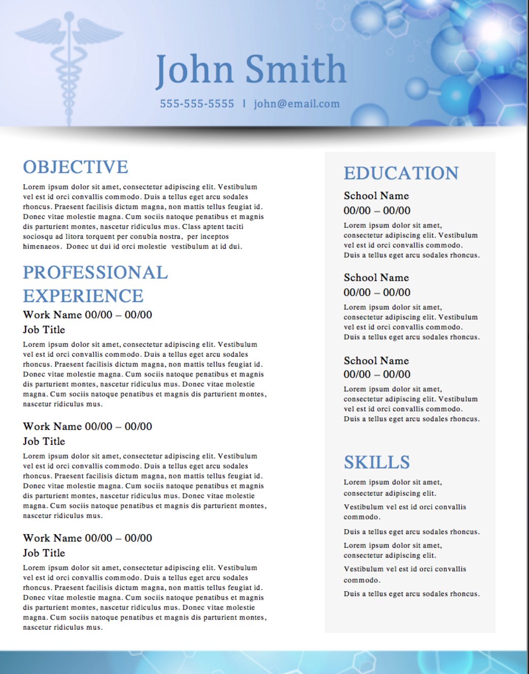"Medical " Template Resume cover image.