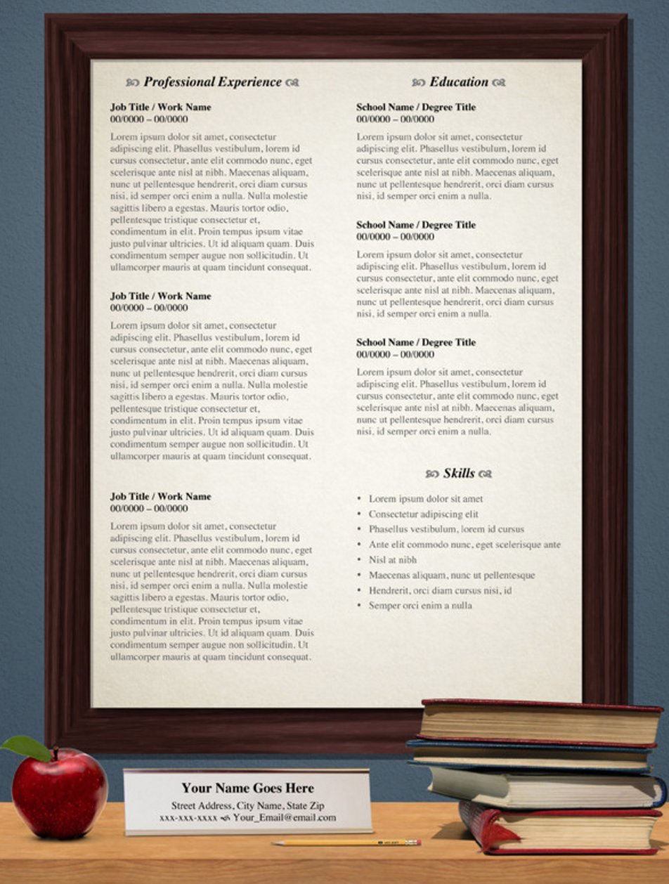 "Teacher" Template Resume cover image.