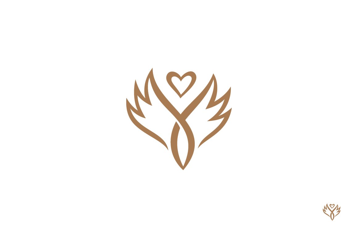 Heart wings logo template. preview image.
