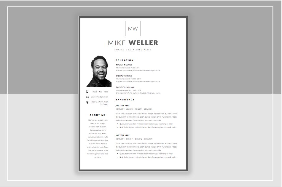 Mike W Resume and Cover Template preview image.