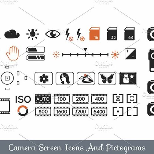 Camera screen icons and pictograms cover image.