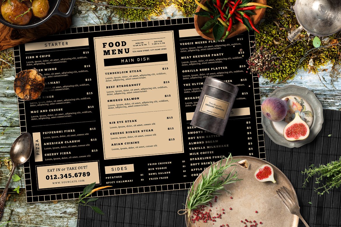 Vintage Food Menu preview image.