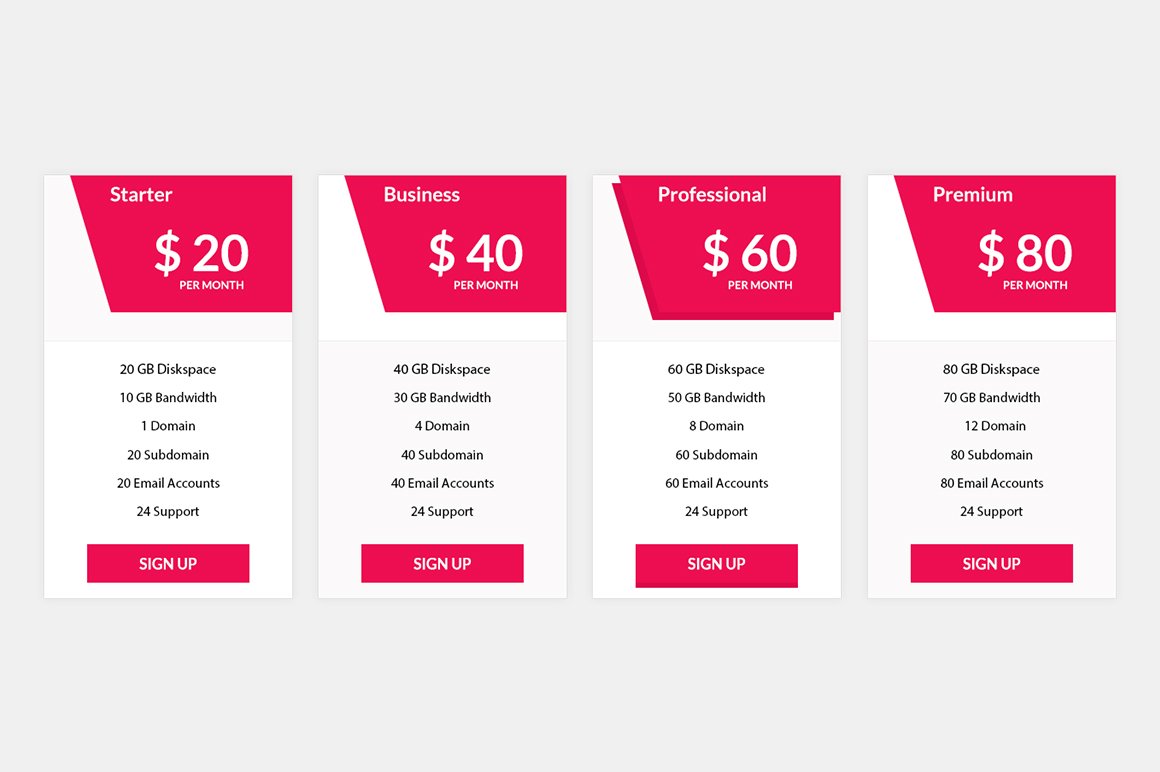 Pricing Table preview image.