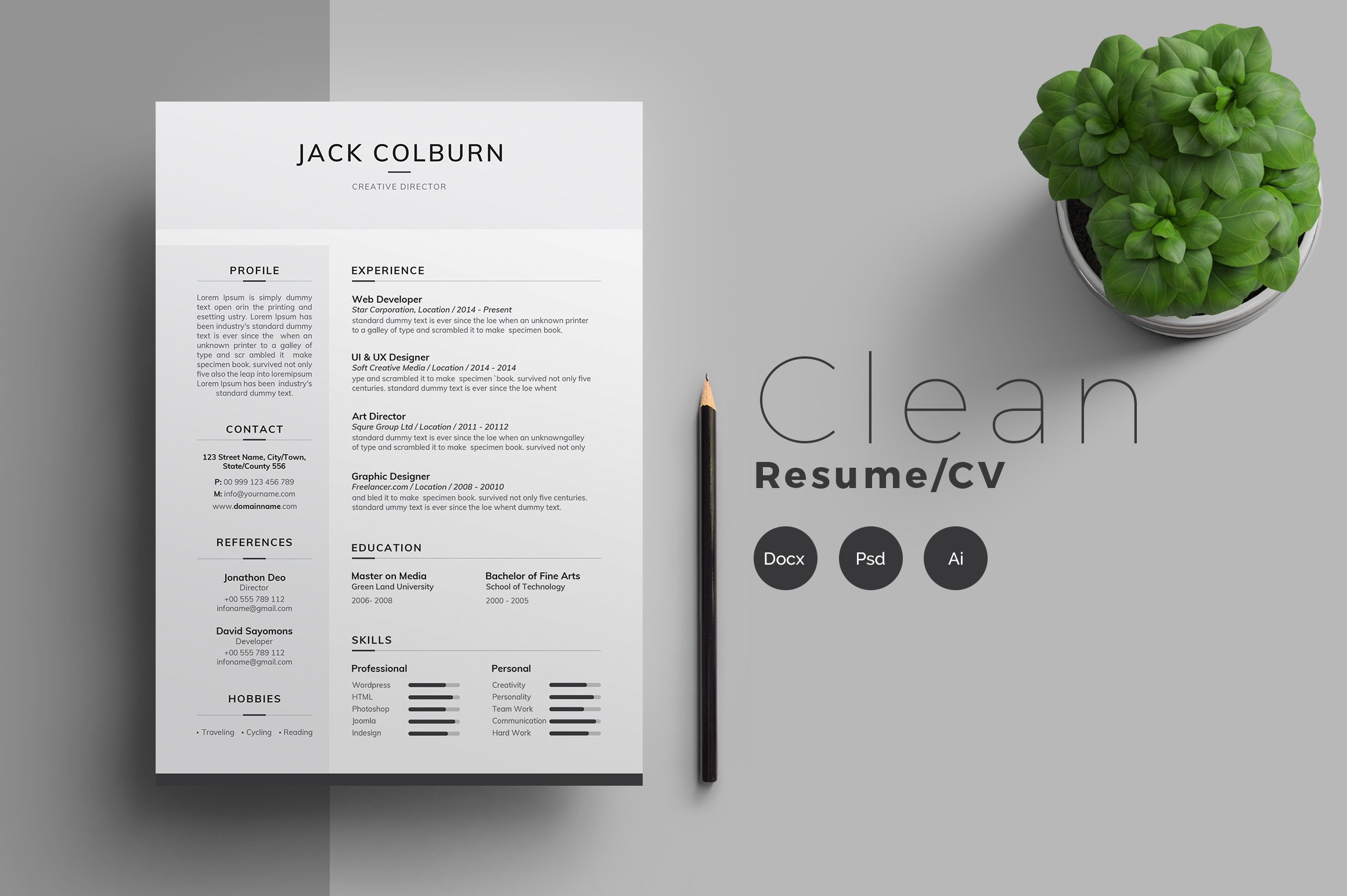 Resume/CV - Clean cover image.