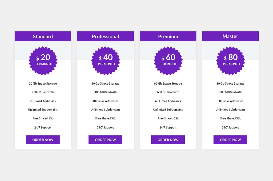 Pricing Table preview image.