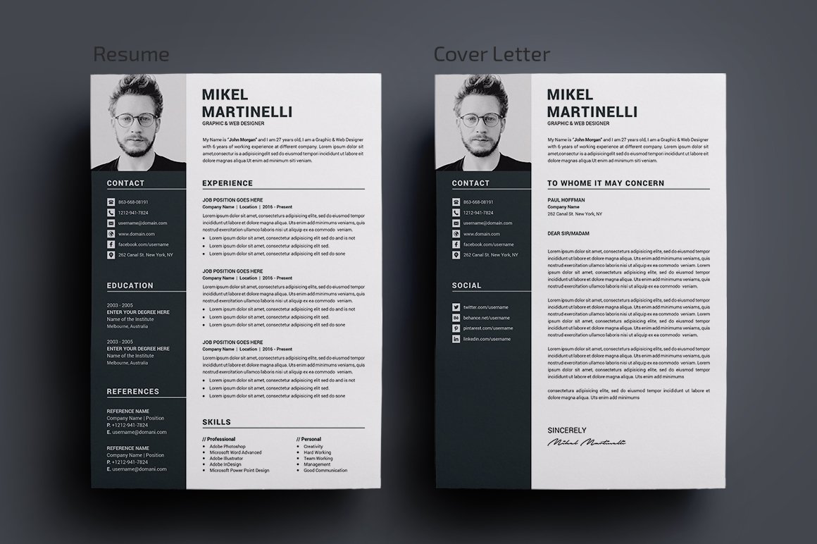 Resume/CV Word Template preview image.