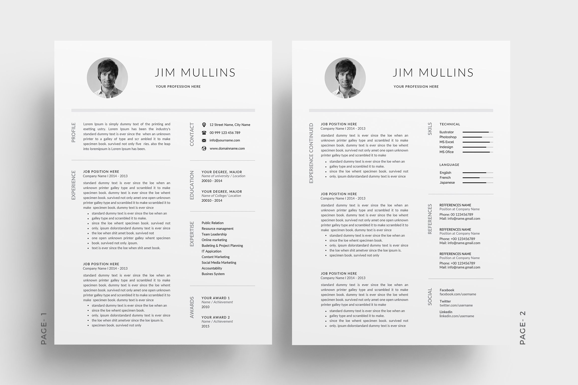 Resume/CV Template (3 Pages) preview image.