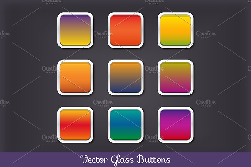 Vector glass buttons preview image.