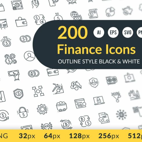 Finance Outline Icons cover image.