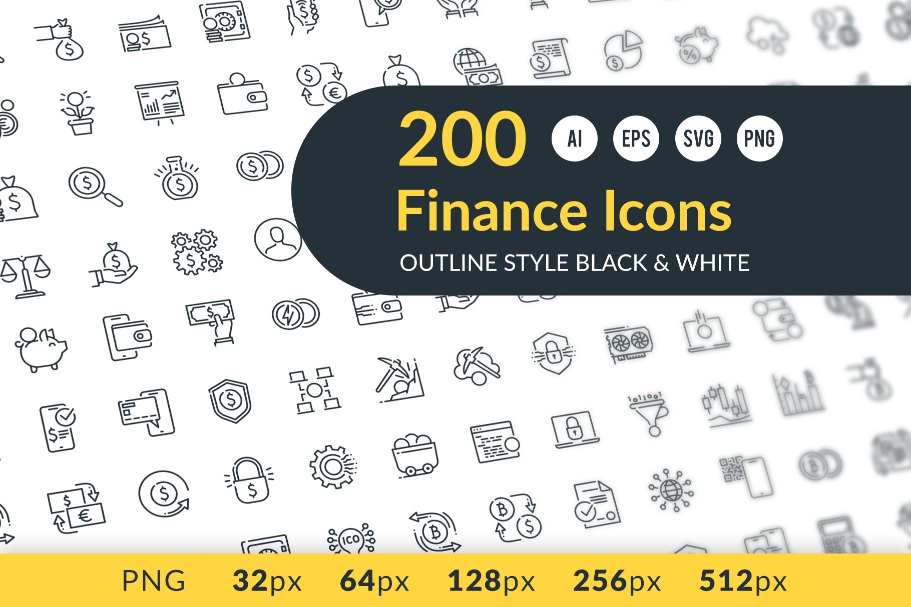 Finance Outline Icons cover image.