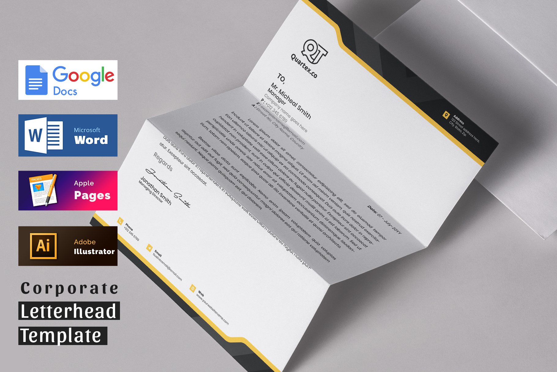 Letterhead Ms Word Google Docs Pages cover image.