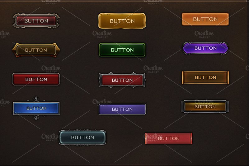 Gothic RPG Buttons preview image.