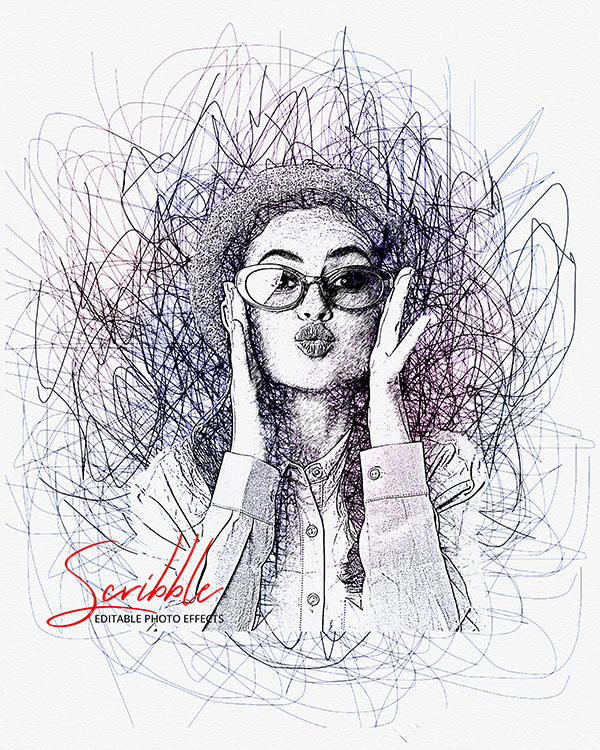 Drawing of a woman wearing glasses and a shirt.
