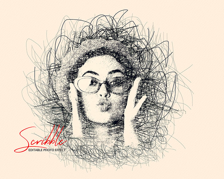 Drawing of a woman's face with glasses.