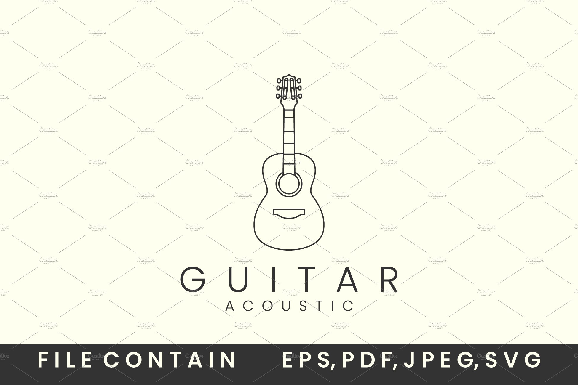 guitar with linear style logo icon cover image.