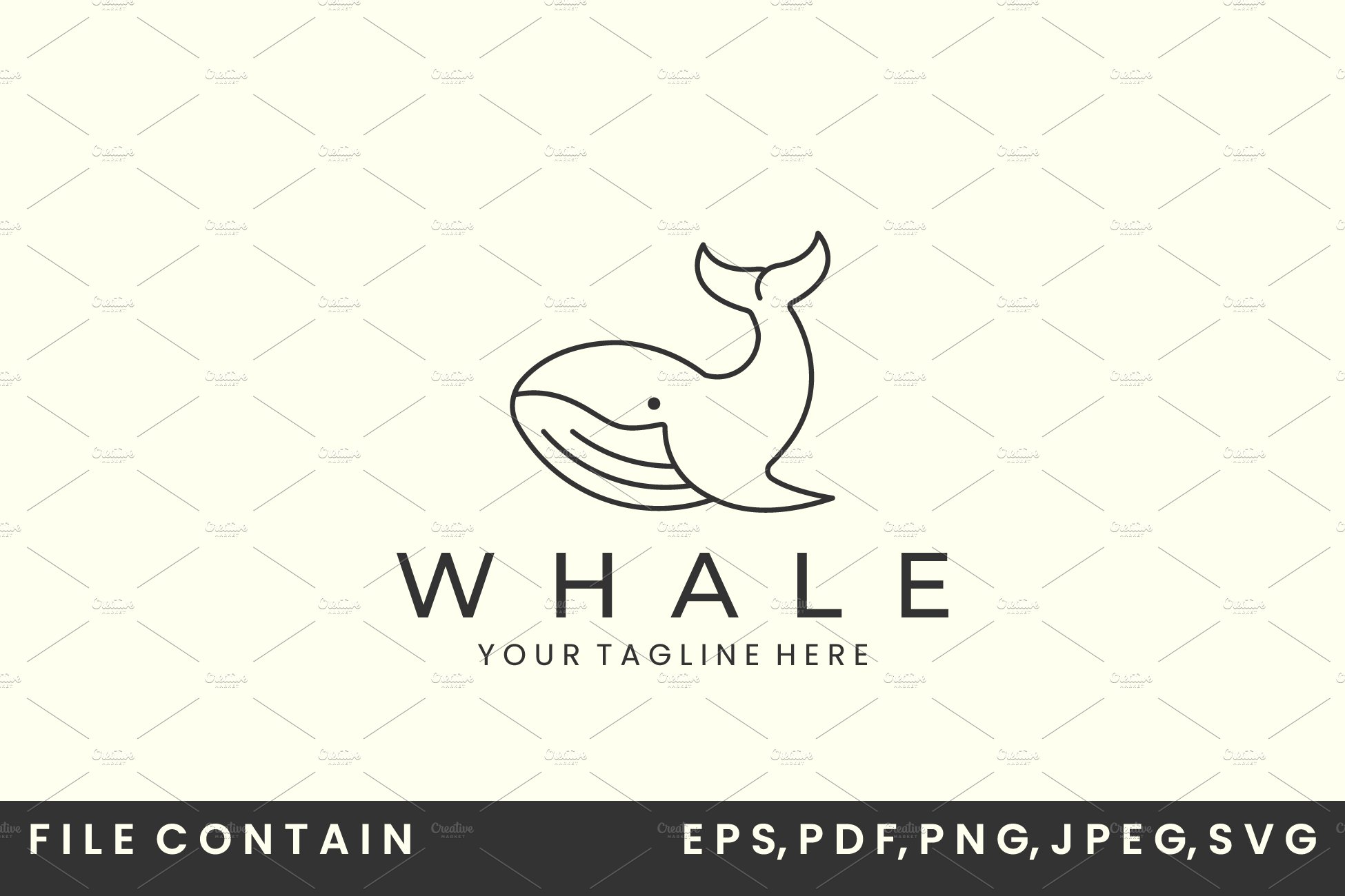 line art whale minimalist style logo cover image.