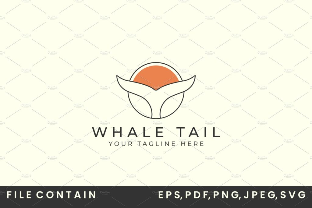 whale tail linear and emblem logo – MasterBundles