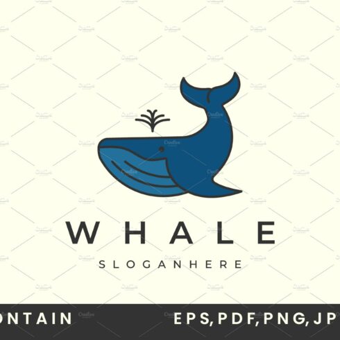 whale with vintage style logo vector cover image.