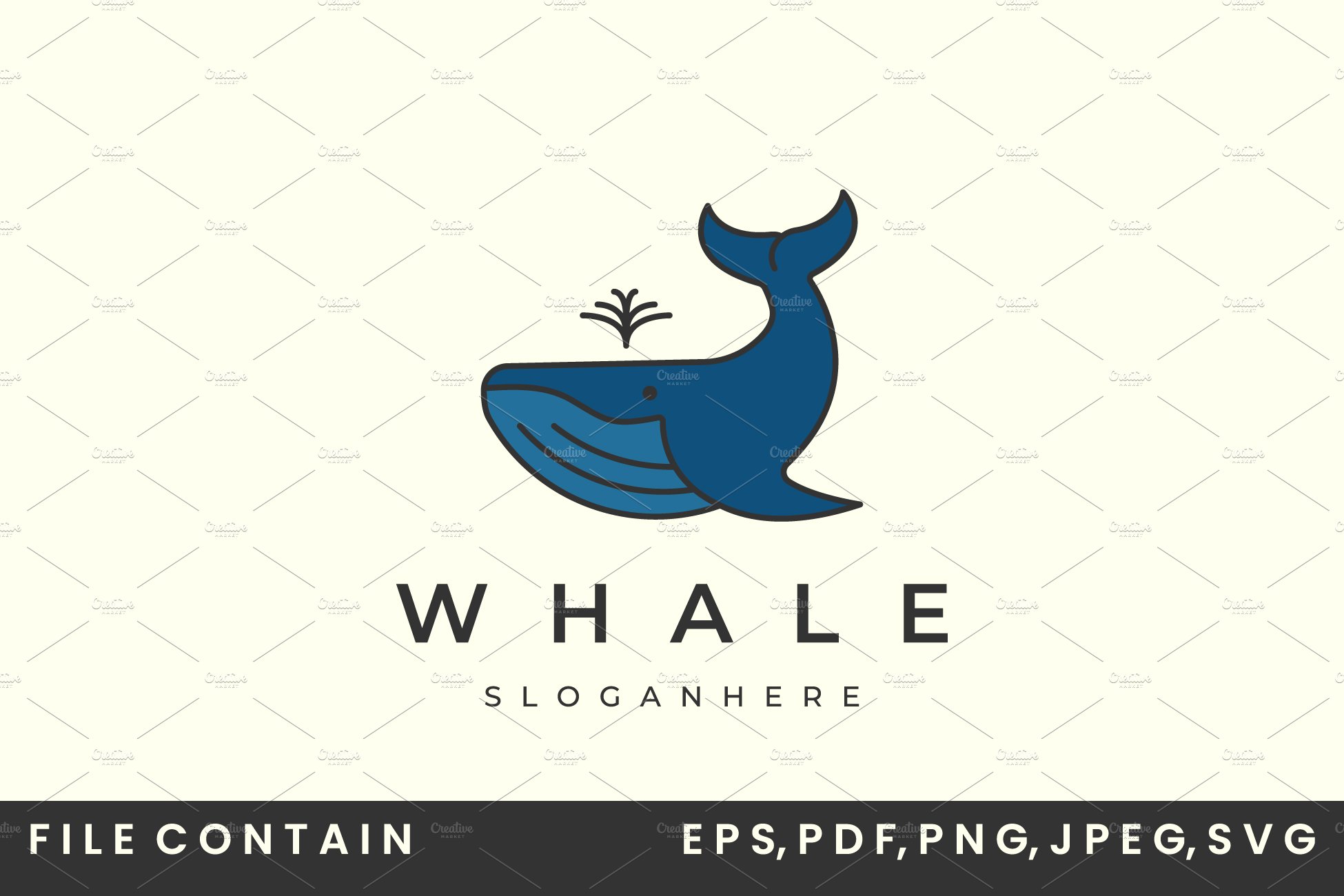 whale with vintage style logo vector cover image.