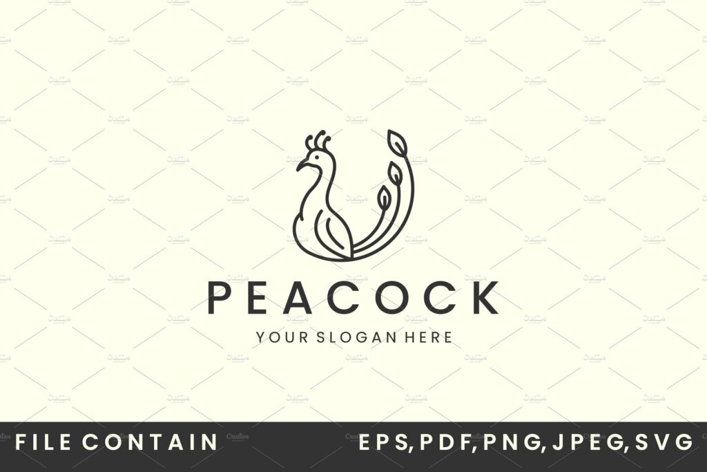 minimalist peacock line art logo – MasterBundles