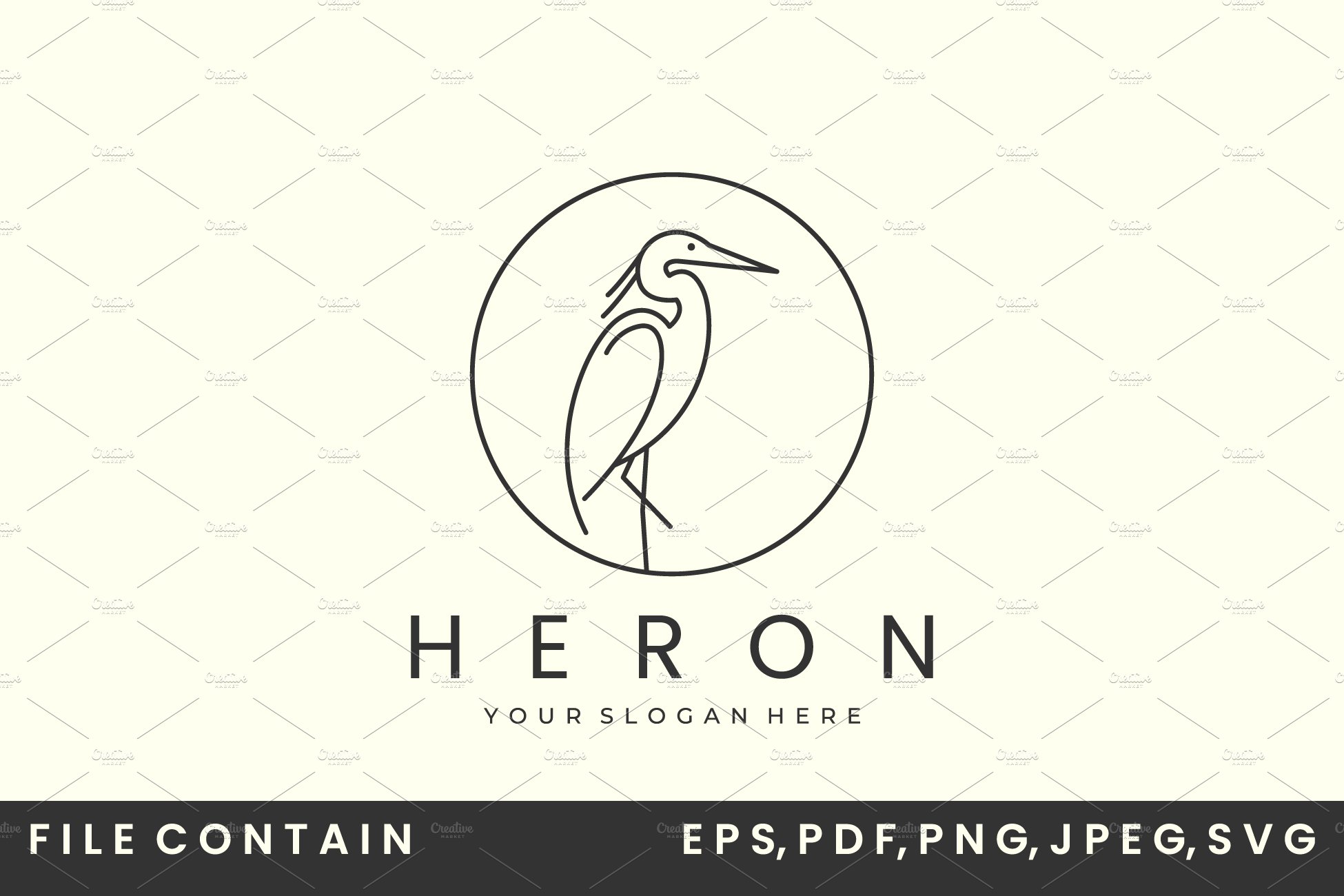 heron or pelican line art emblem cover image.