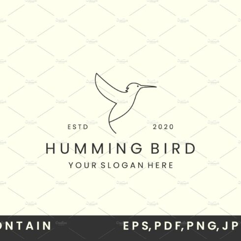 linear humming bird logo vector cover image.