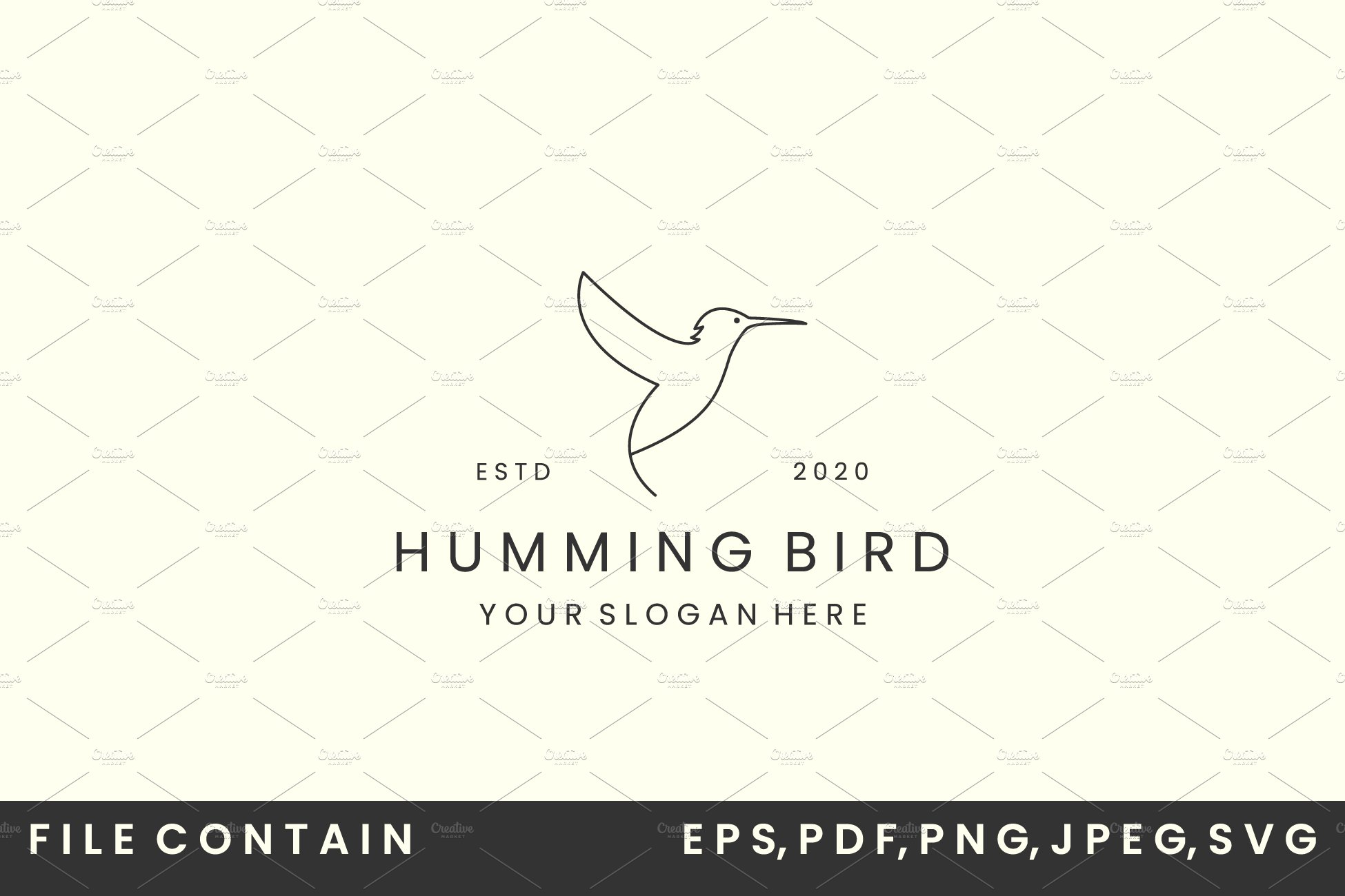 linear humming bird logo vector cover image.