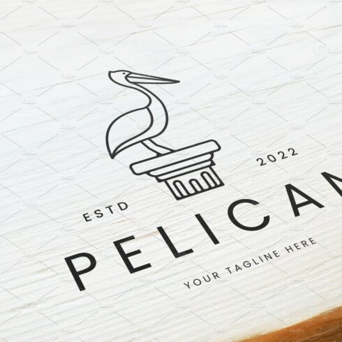 pelican bird line art logo vector cover image.