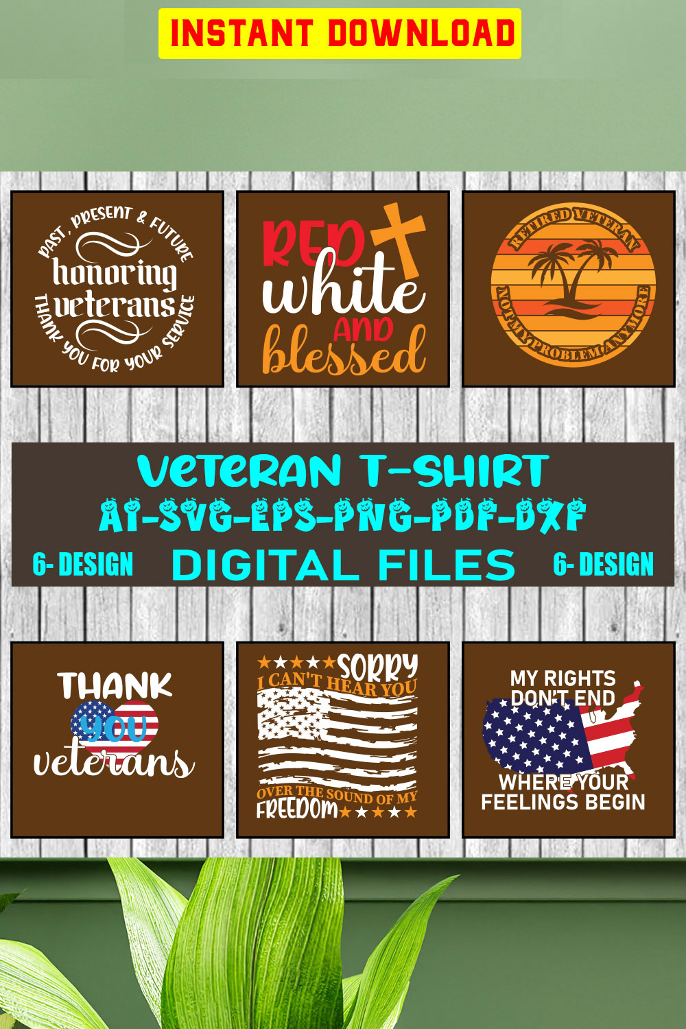 Veteran T-shirt Design Bundle Vol-6 pinterest preview image.