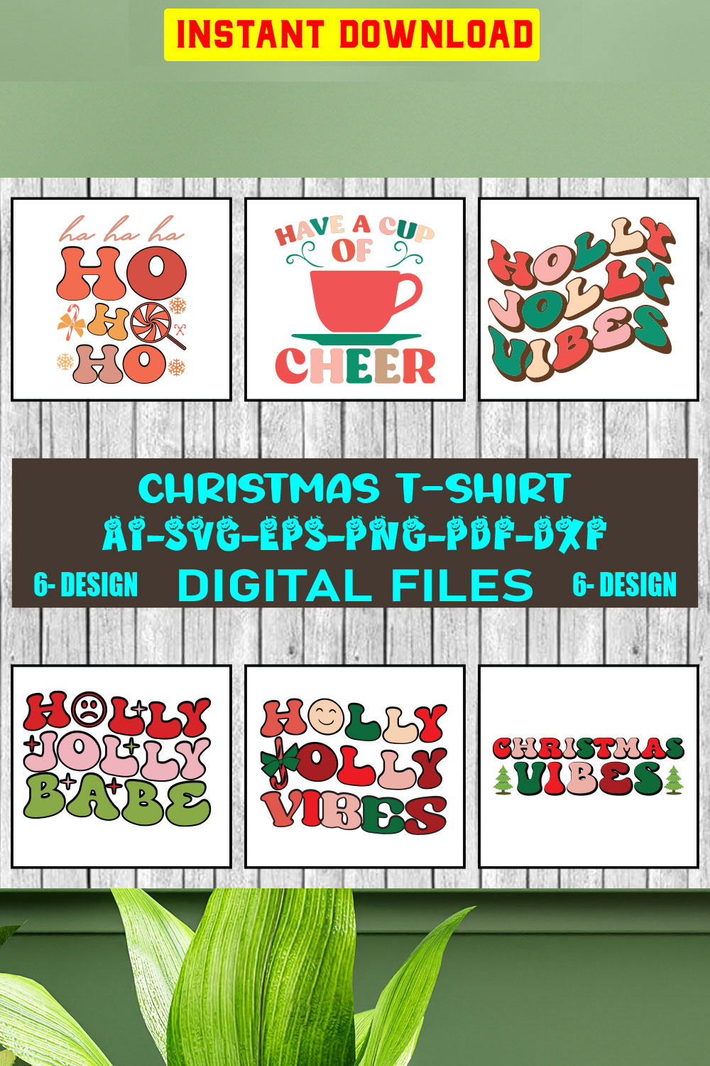 Christmas T-shirt Design Bundle Vol-7 pinterest preview image.