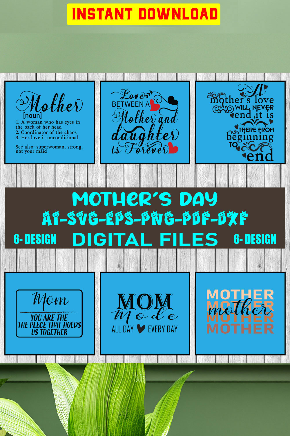 Mother's Day SVG Design Bundle Vol-04 pinterest preview image.