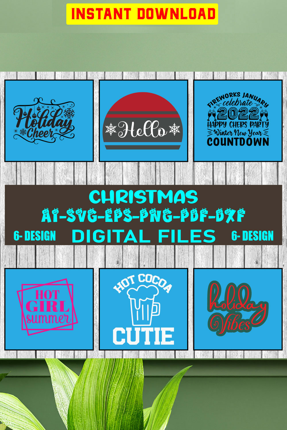 Christmas SVG Design Bundle Vol-54 pinterest preview image.