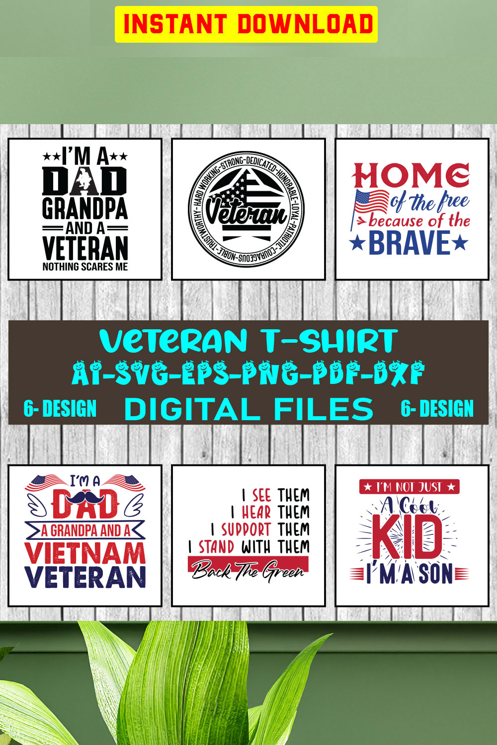 Veteran T-shirt Design Bundle Vol-11 pinterest preview image.