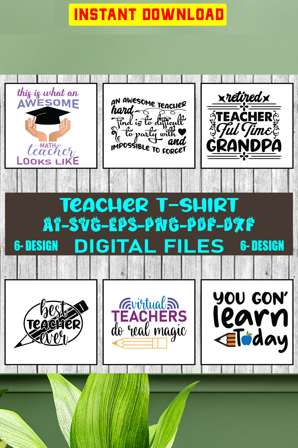 Teacher T-shirt Design Bundle Vol-5 pinterest preview image.