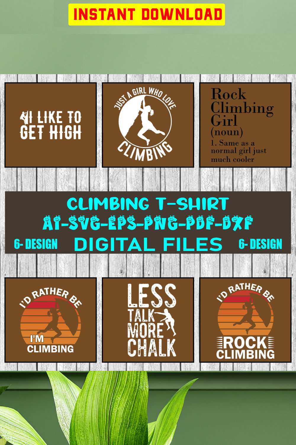 Climbing T-shirt Design Bundle Vol-1 pinterest preview image.