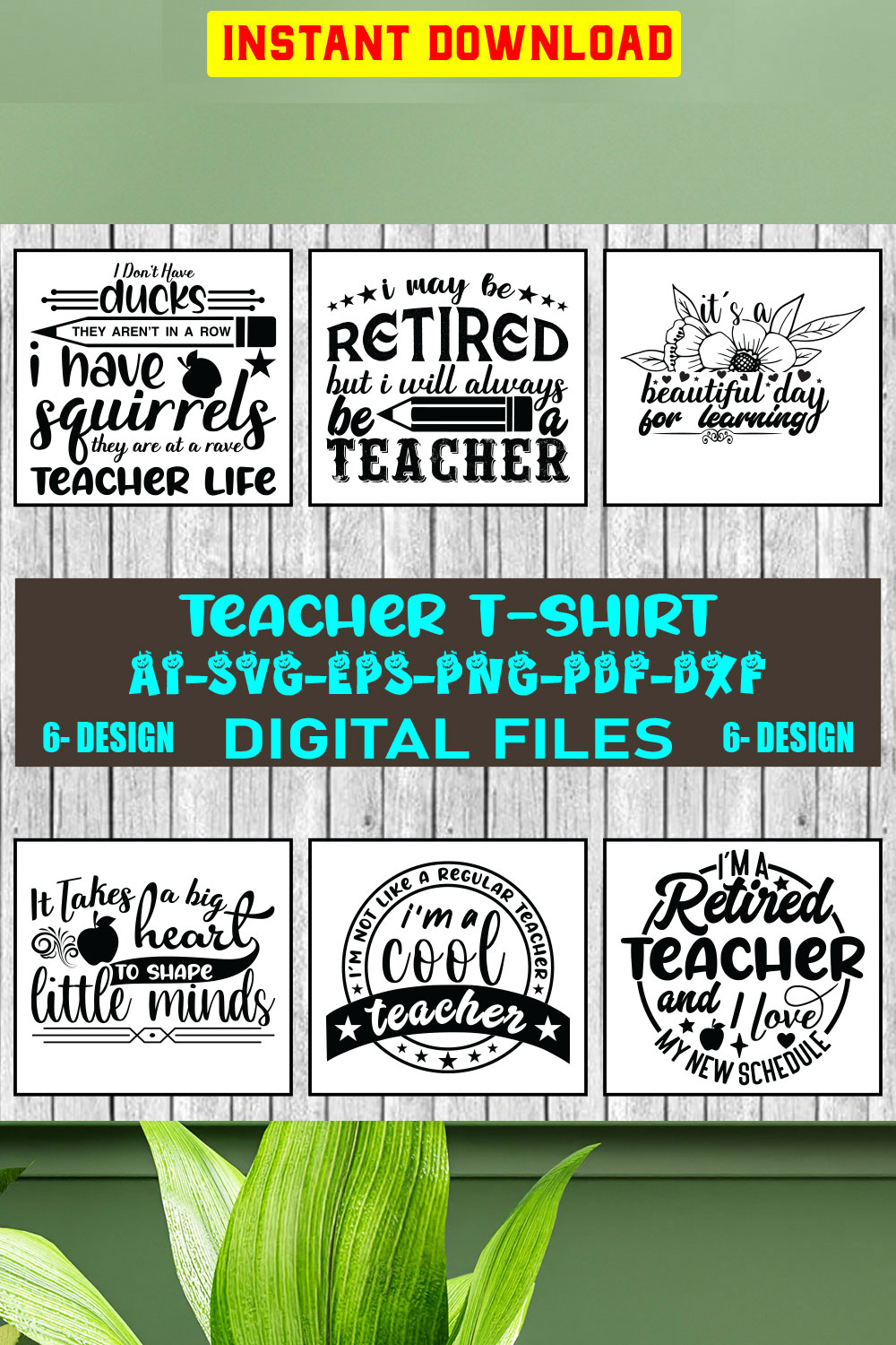 Teacher T-shirt Design Bundle Vol-7 pinterest preview image.