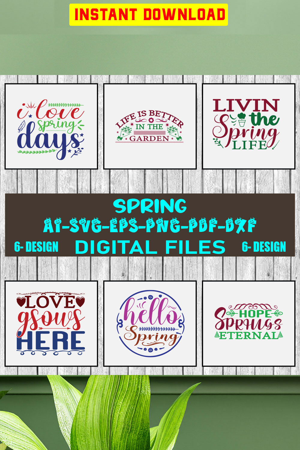 Spring Bundle SVG Files Vol-02 pinterest preview image.