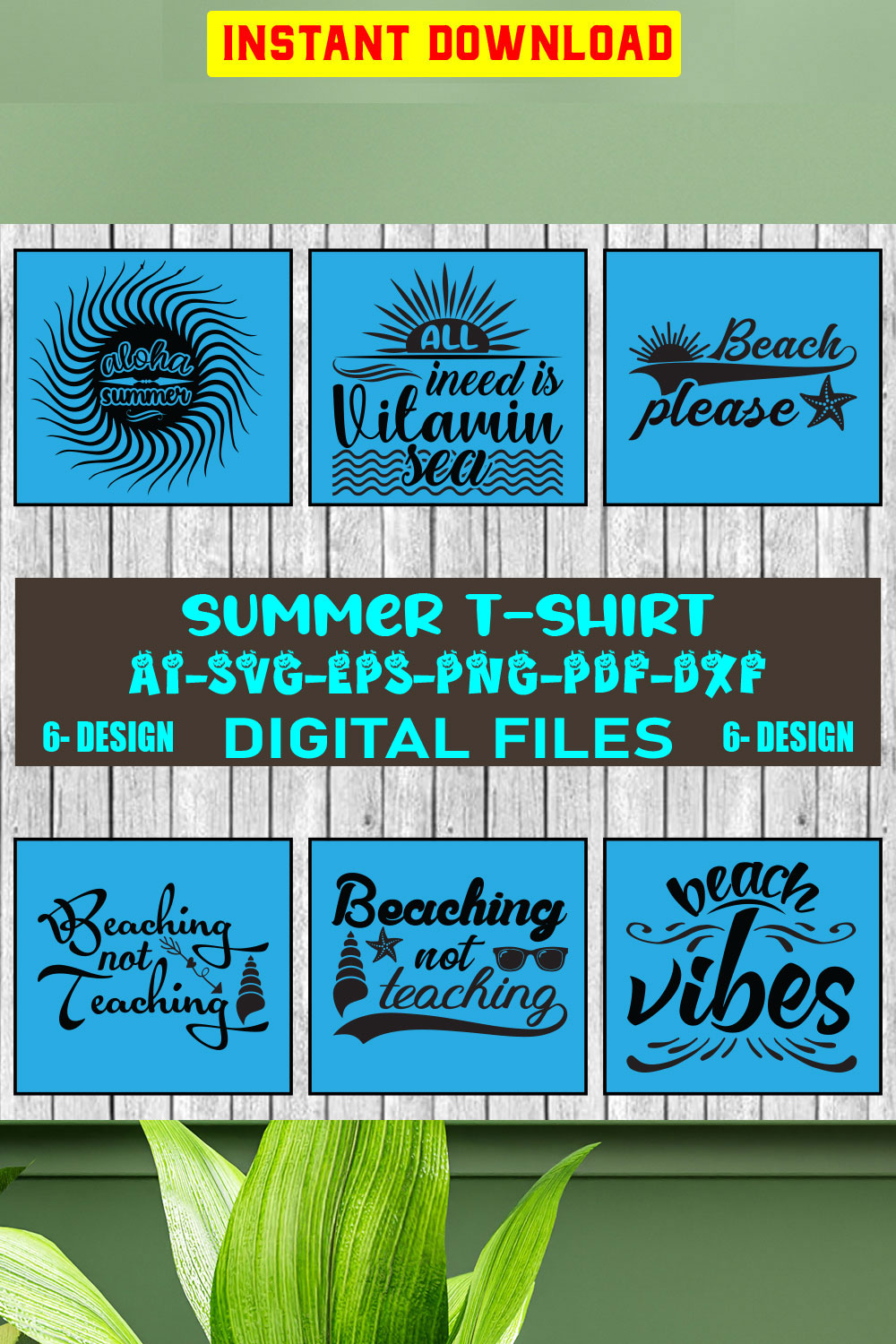 Summer T-shirt Design Bundle Vol-1 pinterest preview image.