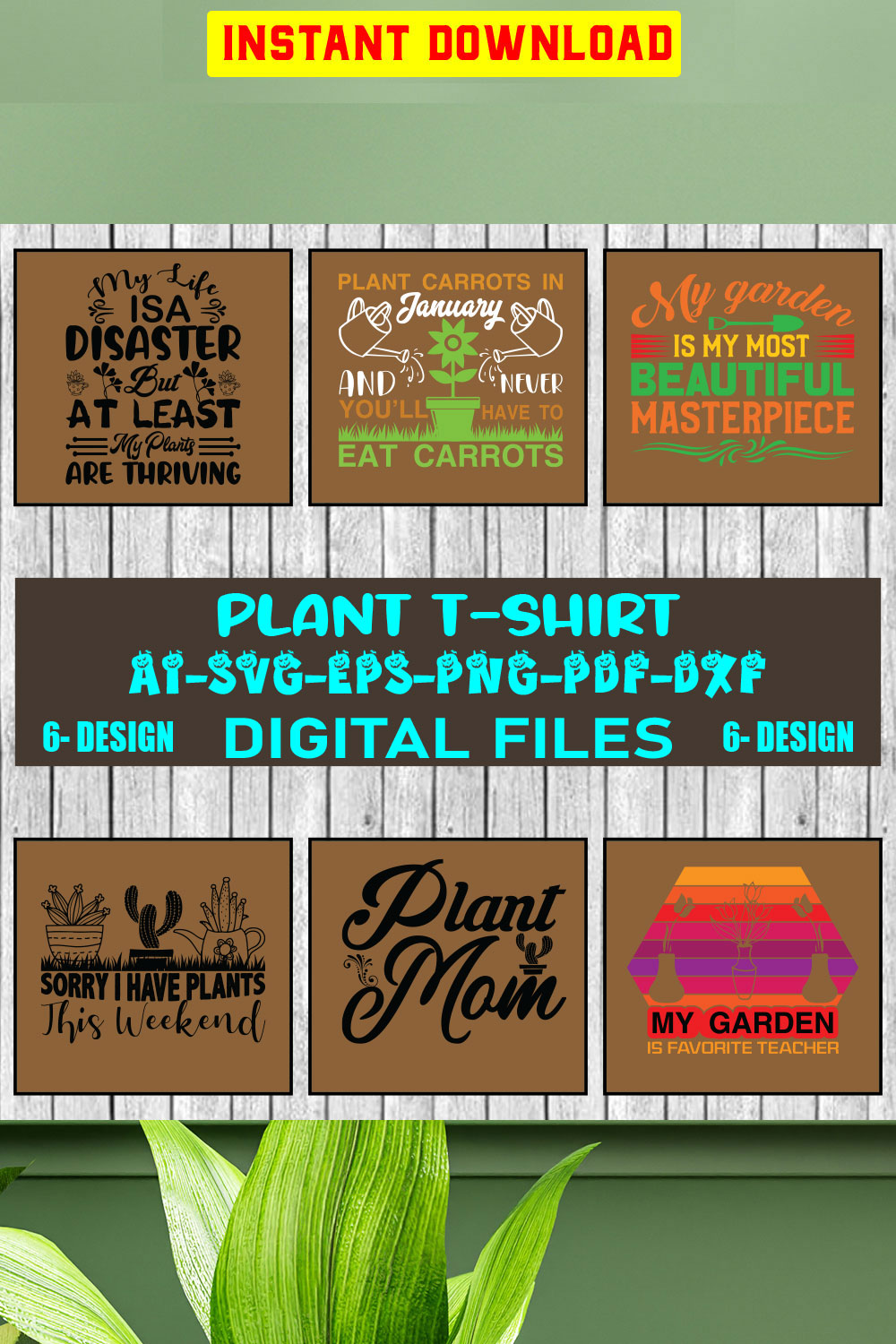 Plant T-shirt Design Bundle Vol-5 pinterest preview image.