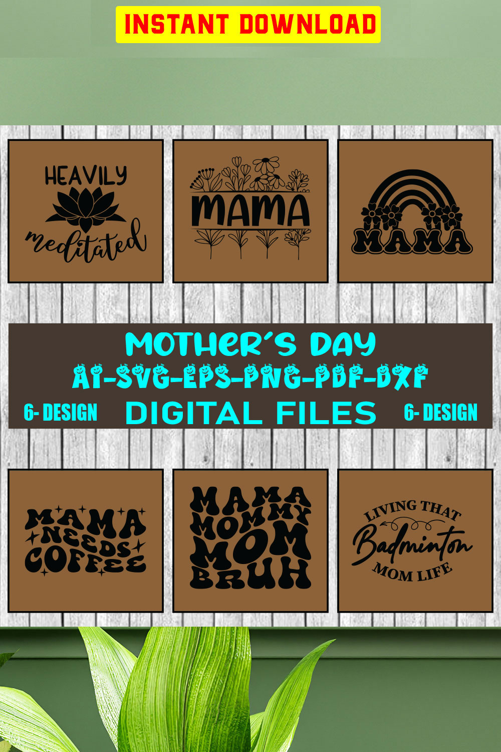 Mothers Day SVG Bundle, mom life svg, Mother's Day, mama svg, Mommy and Me svg, mum svg, Vol-03 pinterest preview image.