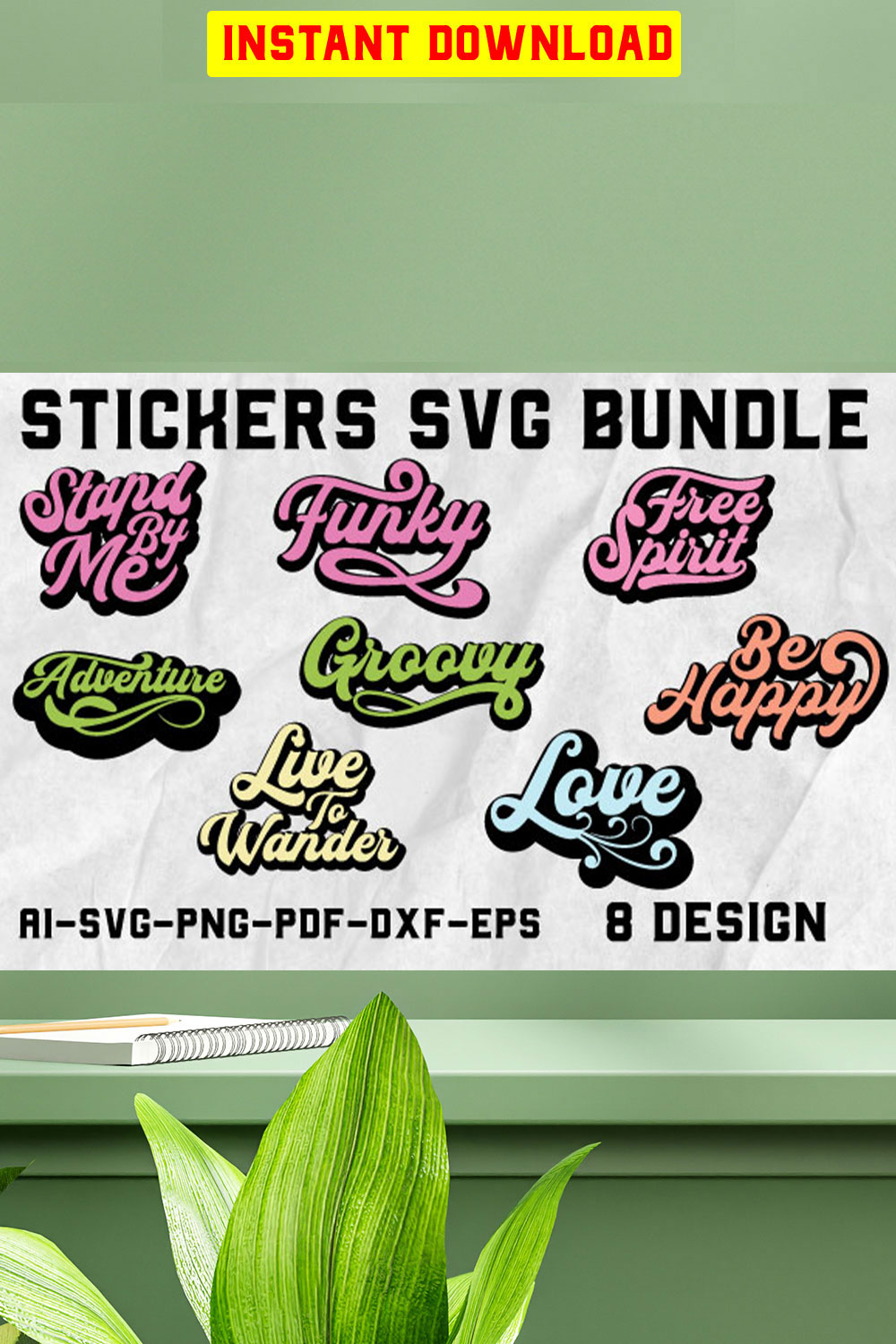 Stickers SVG Bundle pinterest preview image.