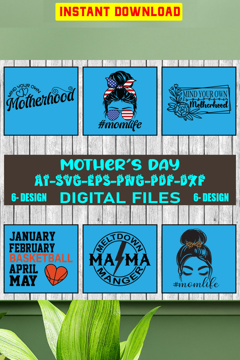 Mother's Day SVG Files Vol-01 pinterest preview image.