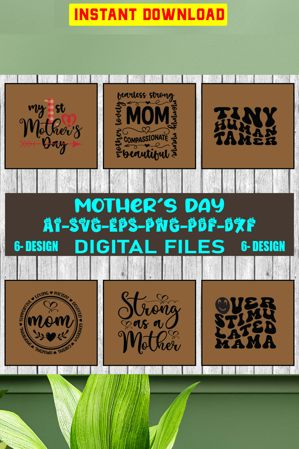 Mothers Day SVG Bundle, mom life svg, Mother's Day, mama svg, Mommy and Me svg, mum svg, Vol-05 pinterest preview image.