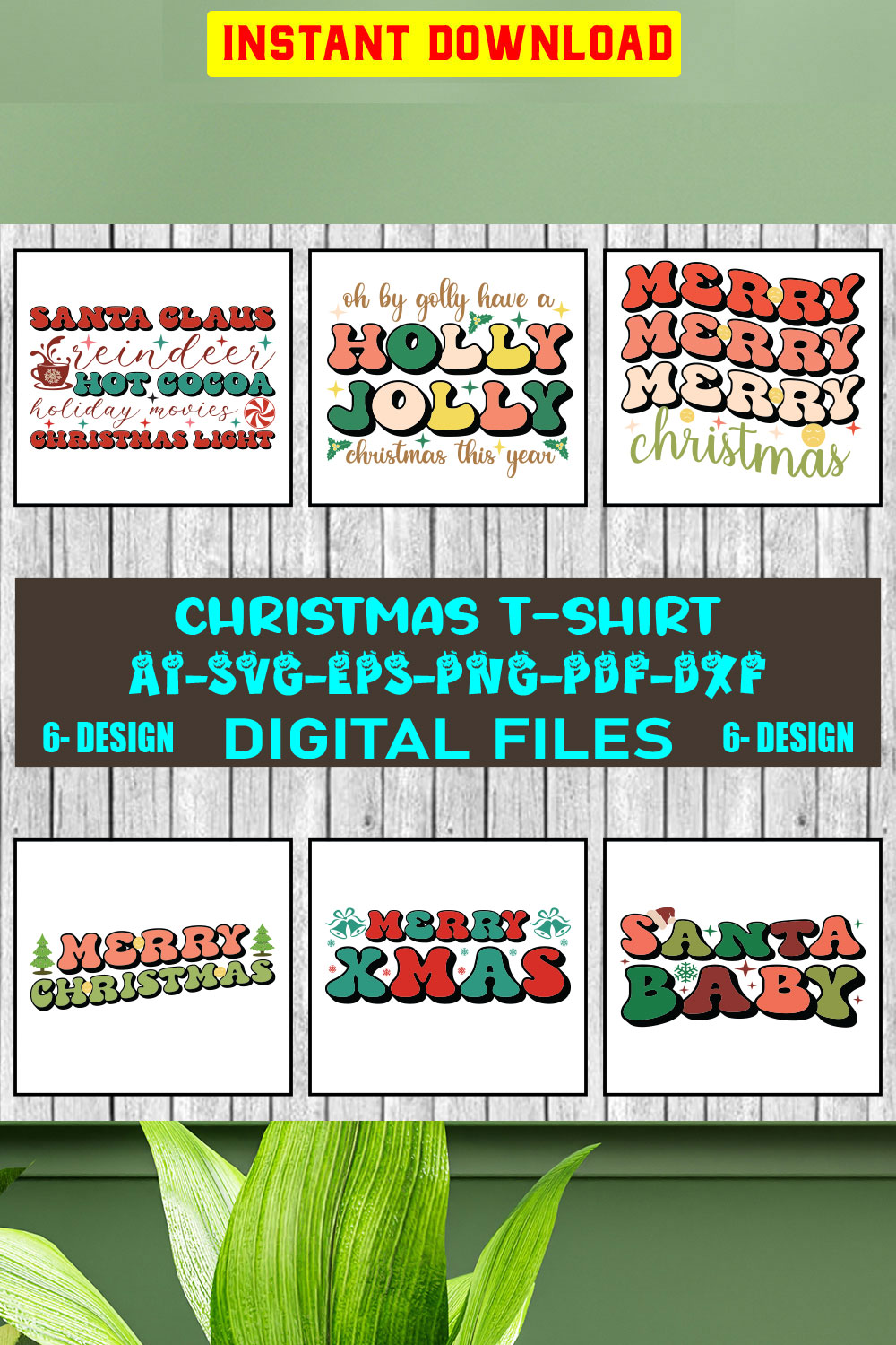 Christmas T-shirt Design Bundle Vol-9 pinterest preview image.